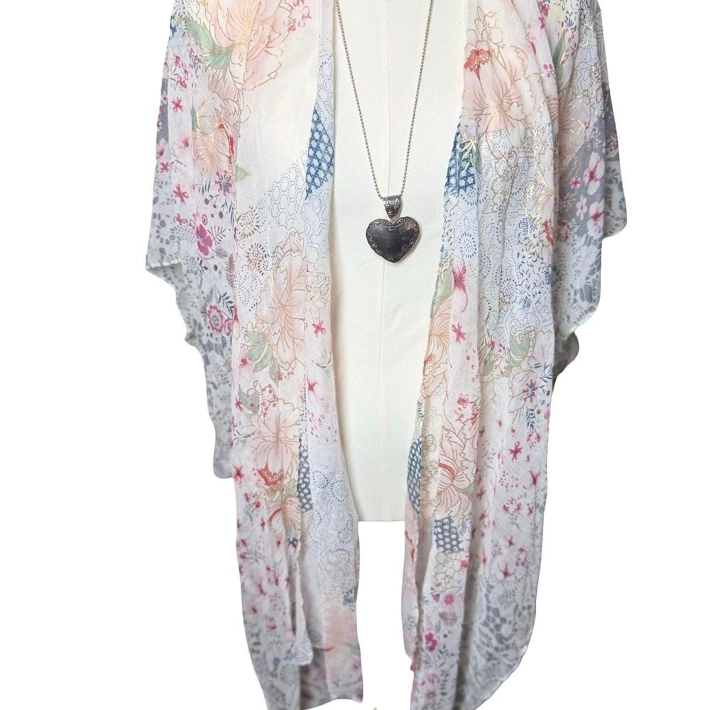 Pastel Floral‎ Kimono Cardigan Sheer Boho Cottagecore Fairy Grunge One Size